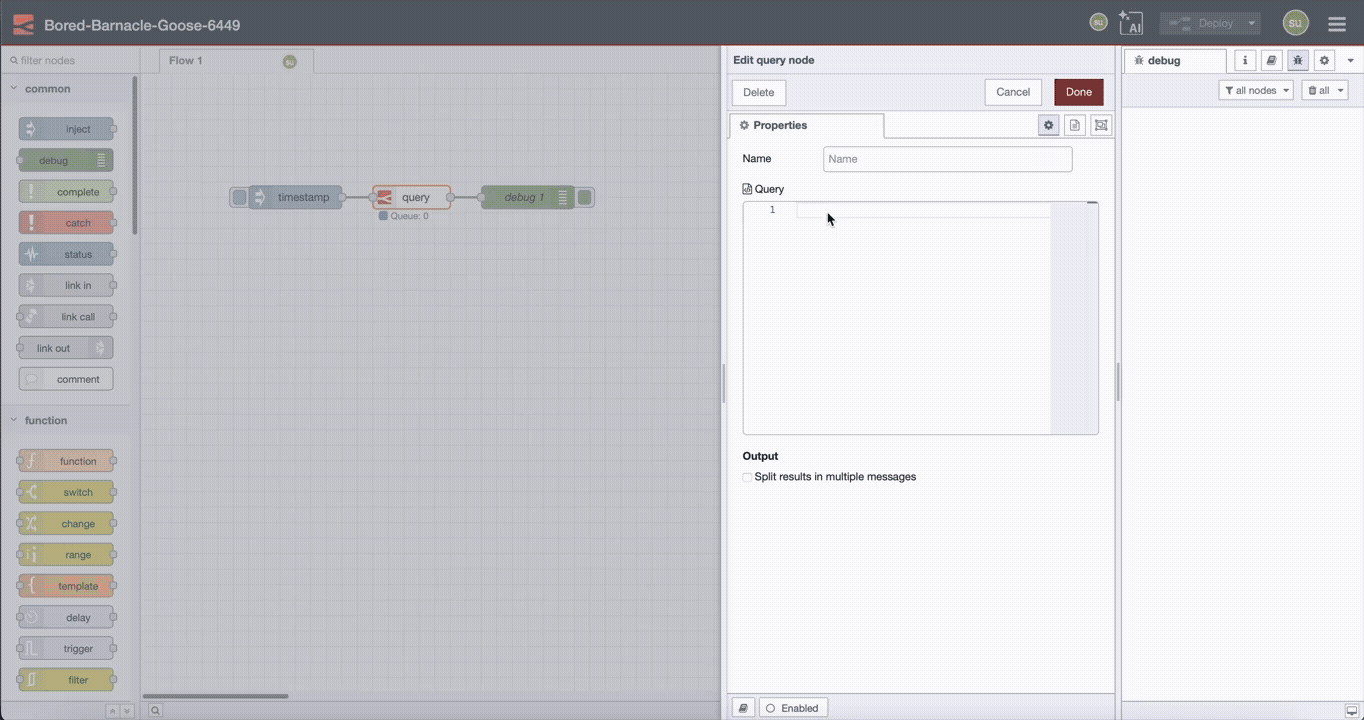 Gif showing FlowFuse Expert in Tables